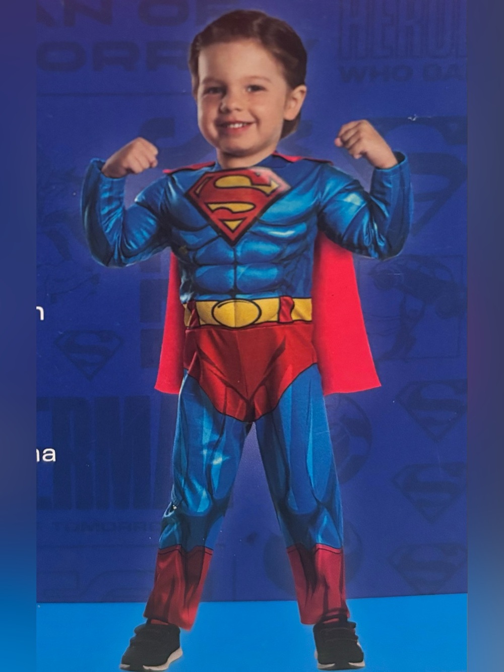 Classic Blue & Red Superman Kids Halloween Costume with Cape Toddler Boys 2T